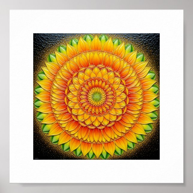 Poster "Sunflower Mandala of Light - Sacred Geometry Art" (Devant)