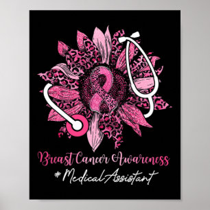 Poster Sunflower Médicale Assistant Ruban Cancer du sein 