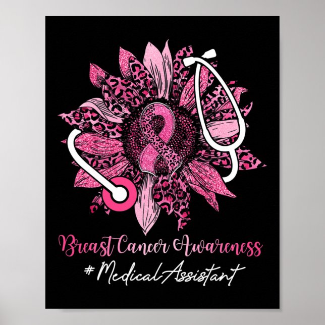 Poster Sunflower Médicale Assistant Ruban Cancer du sein  (Devant)