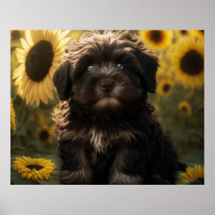 Poster Sunflowers et Chocolat Havanais Chiot par HavaHug