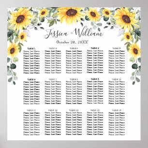 Poster Sunflowers Eucalyptus 15 Tables CADRE