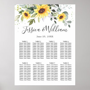 Poster Sunflowers Eucalyptus 8 Tables SEATING GRAPHIQUE