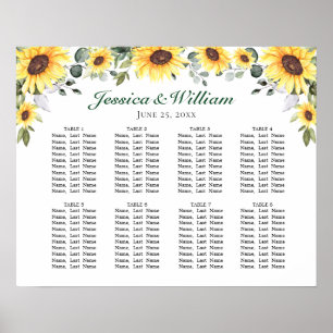 Poster Sunflowers Eucalyptus 8 Tables SEATING GRAPHIQUE