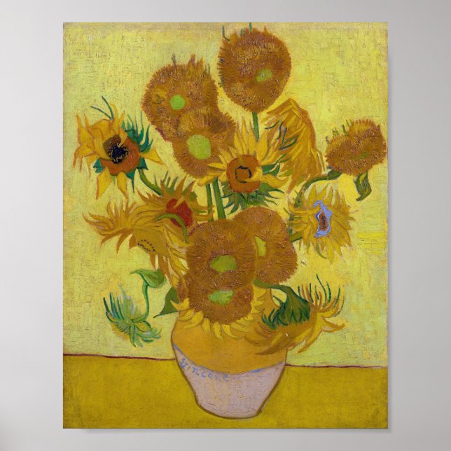 Poster Sunflowers, Vincent van Gogh (Devant)