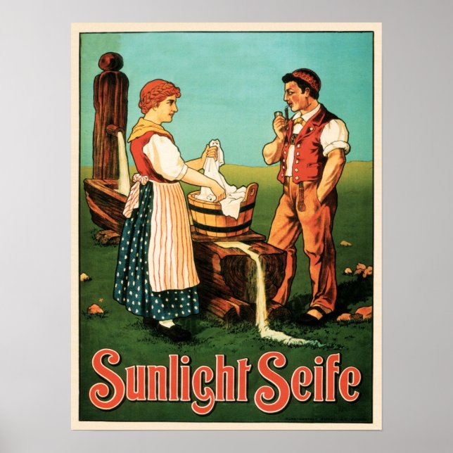 Poster SUNLIGHT SEIFE Swiss Lave Détergent Savon Advert (Devant)