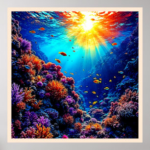 Poster Sunlit Coral Reef Wonderland