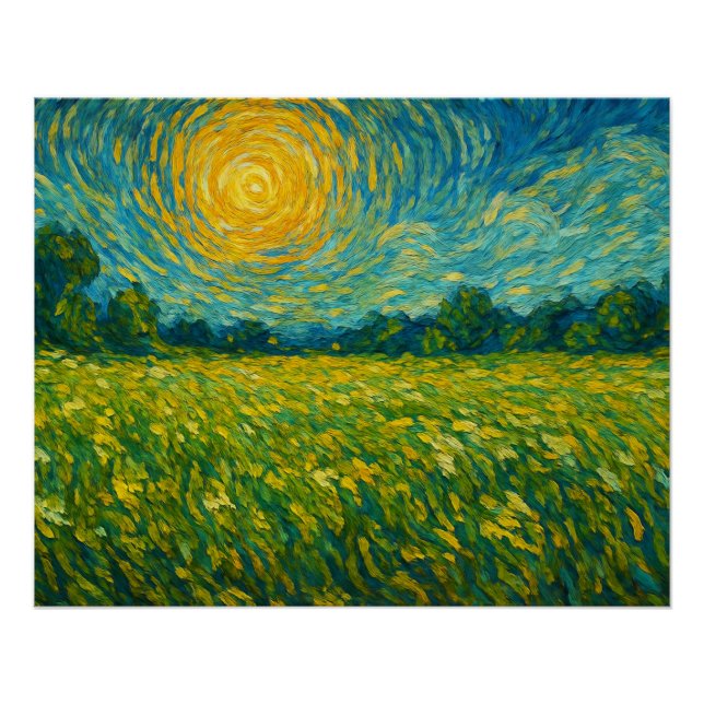 Poster Sunlit Meadow dans le rêve de Van Gogh (Devant)