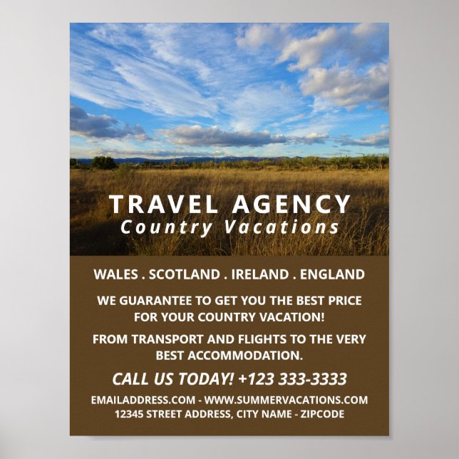 Poster Sunny Country Scene, Agence de Voyage Advert (Devant)