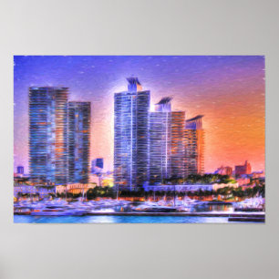Poster Sunrise de Miami Skyline