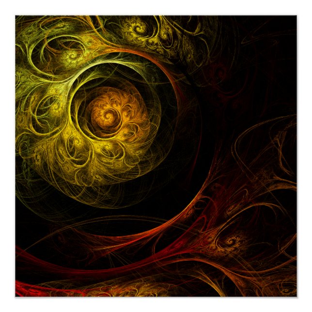 Poster Sunrise Floral Red Abstrait Art (Devant)