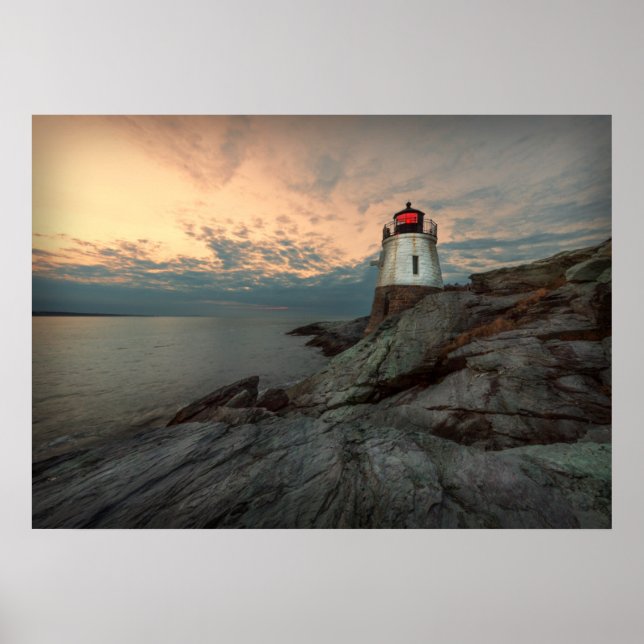 Poster Sunset at Castle Hill Lighthouse (Devant)