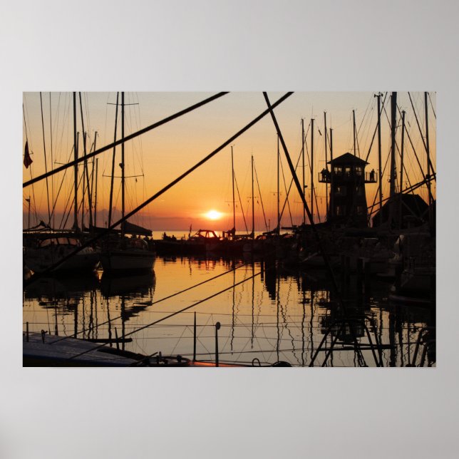 Poster Sunset Bagenkop Harbour, Langeland, Danemark (Devant)