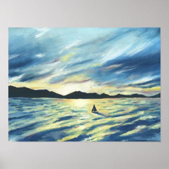 Poster Sunset bateau (Devant)