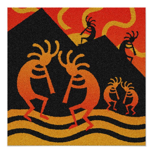 Poster Sunset du désert du sud-ouest Kokopelli (Devant)