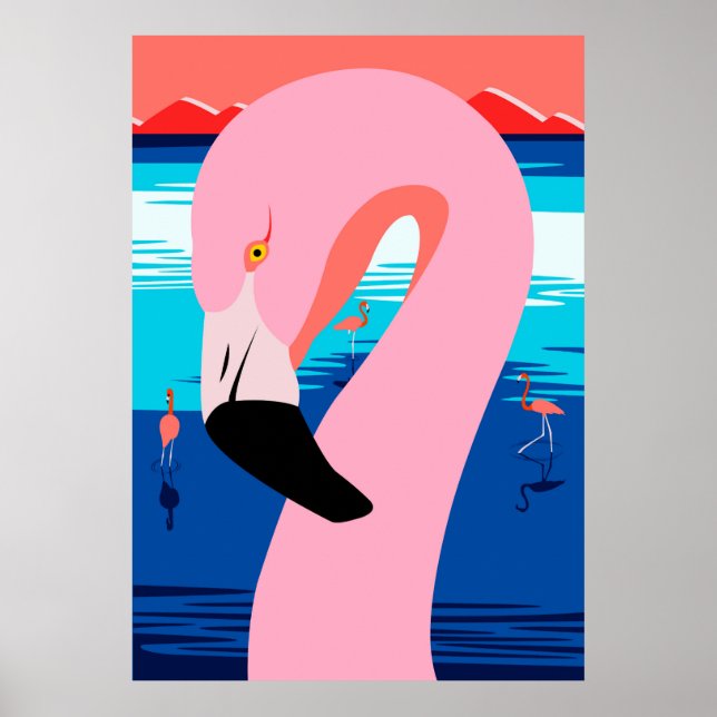 Poster Sunset Flamingos (Devant)
