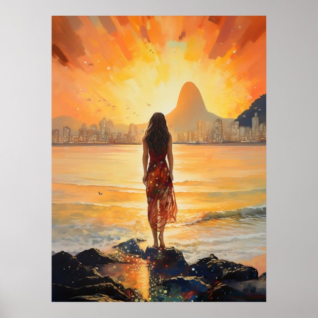 Poster Sunset girl, Rio de janeiro, Femme, Romantique (Devant)