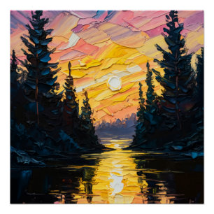 Poster Sunset Lake Art