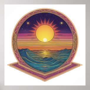 Poster Sunset Mandala Horizon