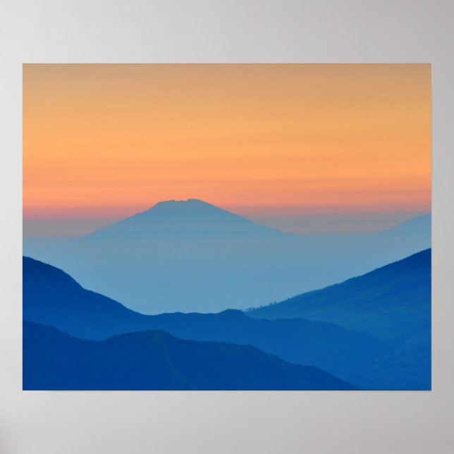 Poster Sunset Mountains Abstract (Devant)