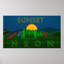 Poster "SUNSET NEON" du Rad Mall (30 po x 16,88 po