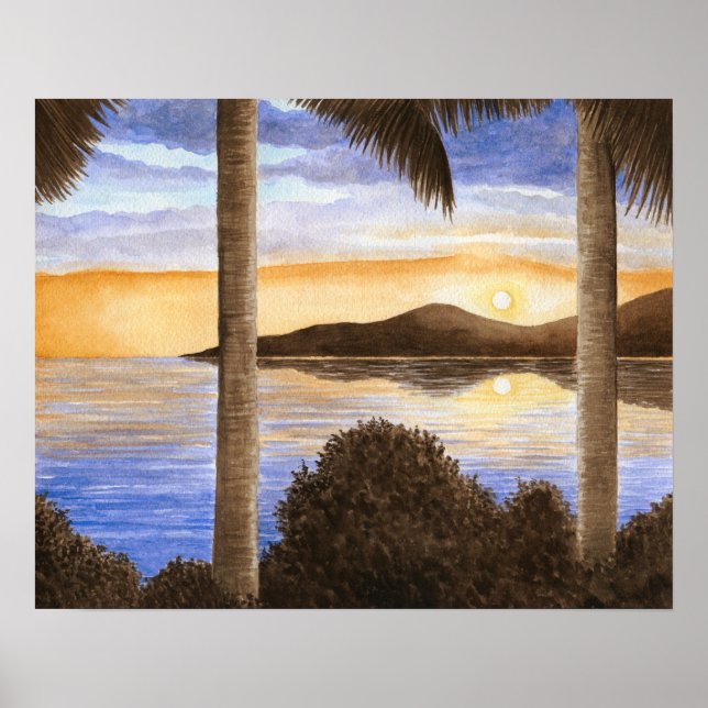 Poster Sunset Ocean Beach Vue mer 166 (Devant)