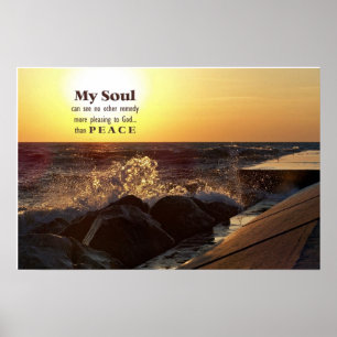 Poster Sunset On Beach Rocks Quote