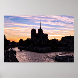 Poster Sunset on Notre Dame de Paris - Paris, France