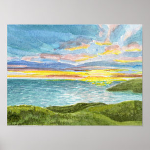 Poster Sunset Over Annestown Beach à Wexford, Irlande