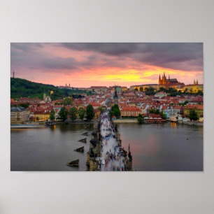Poster Sunset over Charles Bridge