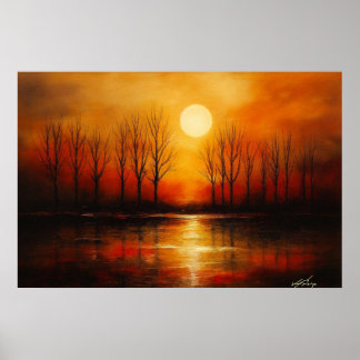 Poster Sunset Over Reflective Water