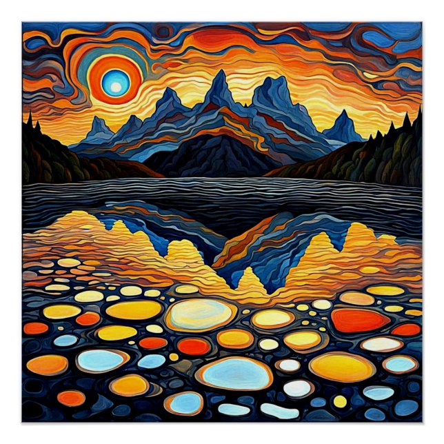 Poster Sunset over spotted lake 1 (Devant)