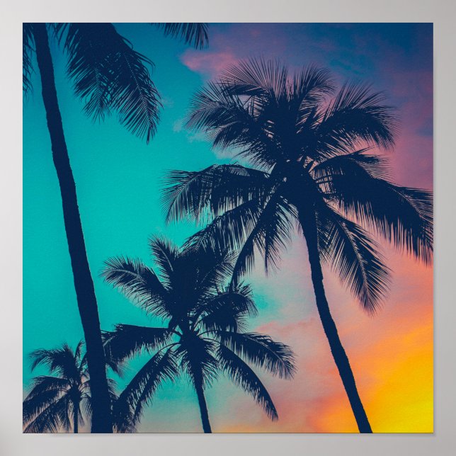Poster Sunset Palms Art (Devant)