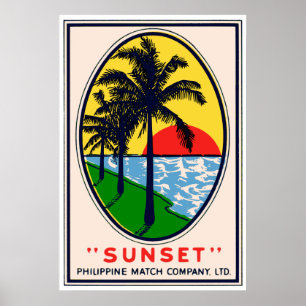 Poster Sunset Philippine Match Company, LTD Étiquette