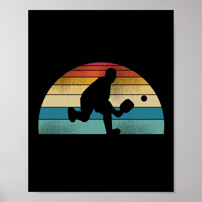 Poster Sunset Retro Pickleball vintage (Devant)