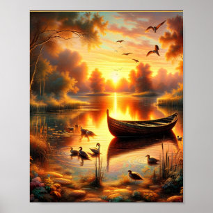 Poster Sunset Rowboat numérique