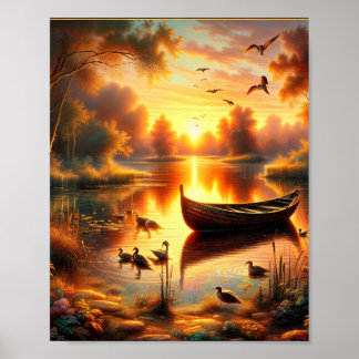 Poster Sunset Rowboat numérique
