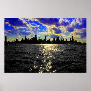 Poster Sunset Skyline de Chicago