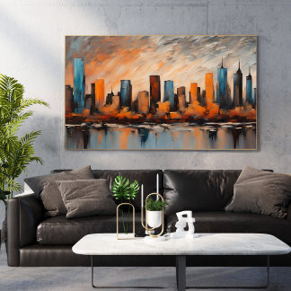 Poster Sunset Skyline de la ville d'automne sans cadre