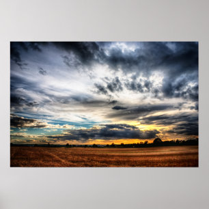 Poster Sunset sur les champs de blé Skyscape