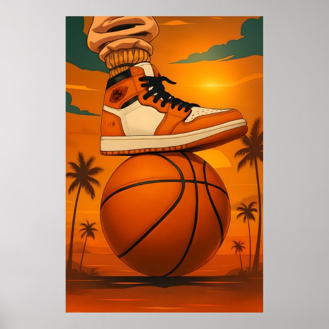 Poster Sunset Vibes Basket sur Basketball (Devant)