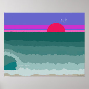 Poster Sunset Wave peinture numérique originale