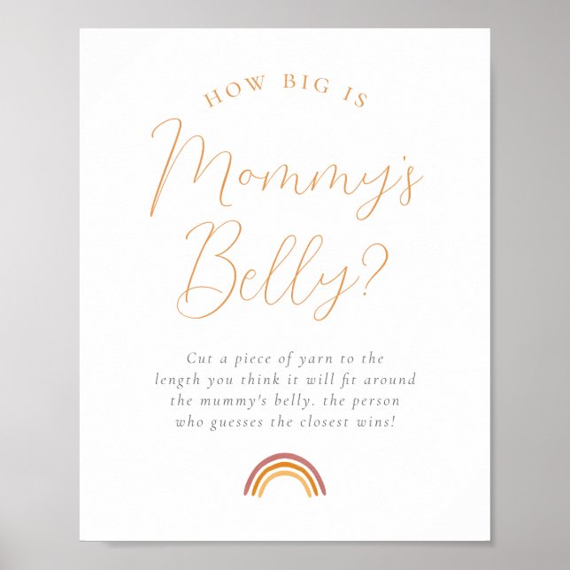 Poster Sunshine Baby Shower How Big is Mommy's Belly Sign (Devant)