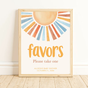 Poster Sunshine sun Favez signe boho terra cotta bleu