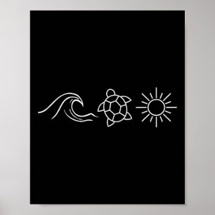 Poster Sunshine Waves Turtles Hawaii Beach Vacatio d'été