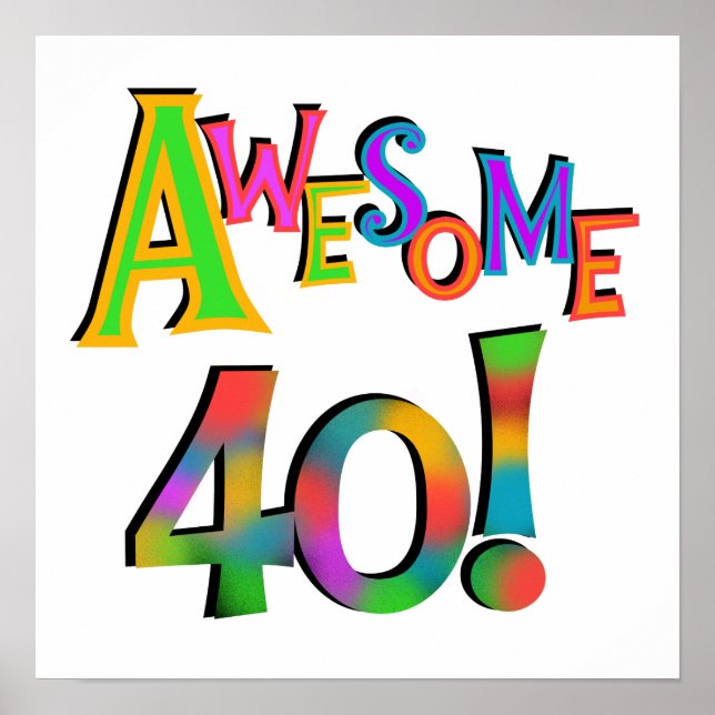 Poster Super 40 T-shirts et cadeaux d'anniversaire (Devant)