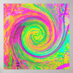 Poster Super Abstrait violet et cyclique jaune