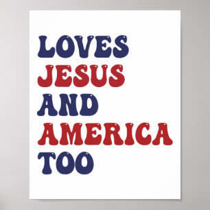 Poster Super Aime Jésus Et L'Amérique Aussi Dieu Chrétien