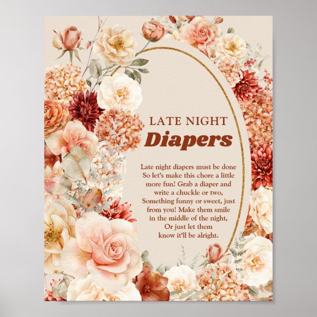 Poster Super automne floral tard la nuit Diapositives sig (Devant)