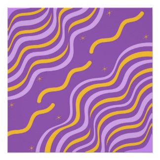 Poster Super bande de violet jaune printemps Abstrait