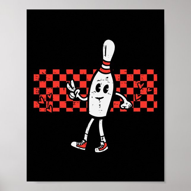 Poster Super Bowling Pin Peace Retro Bowler Boys Kids Me (Devant)